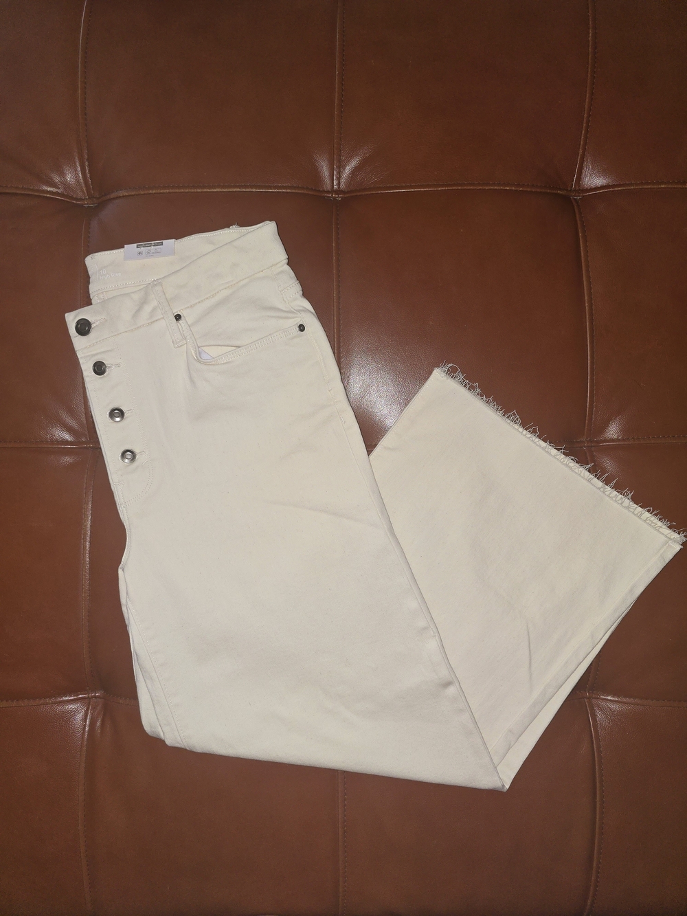 Women's High-Rise Button-Fly Wide-Leg Jeans - Cream